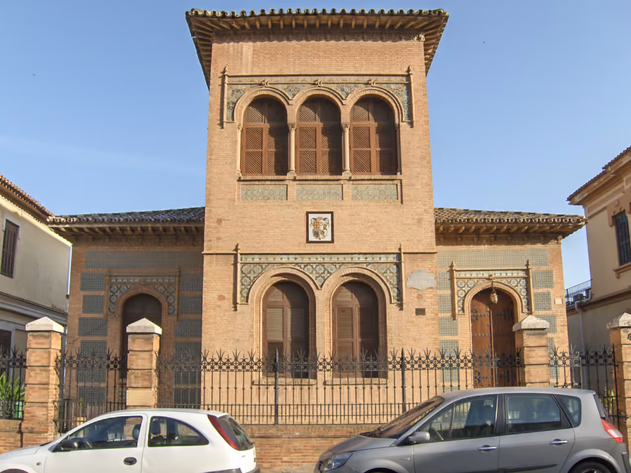 Villa Cele María, a historic Moorish-Revival tiled villa on Paseo de Sancha, Málaga Este, approximately 146 m from the project site, shown as local context near RAMAL DE MONTE SANCHA 8